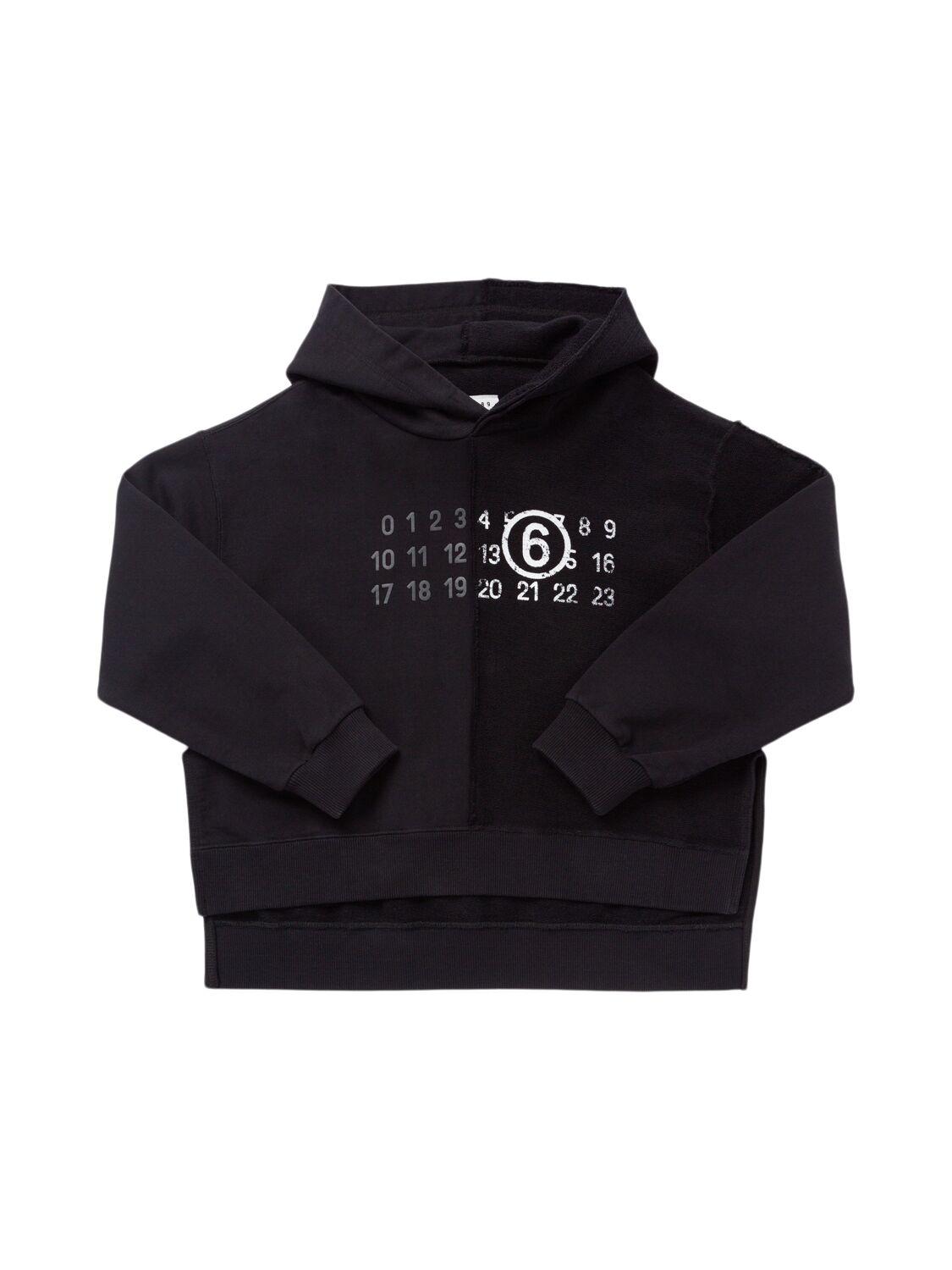 Printed Bi-material Cotton Hoodie by MM6 MAISON MARGIELA