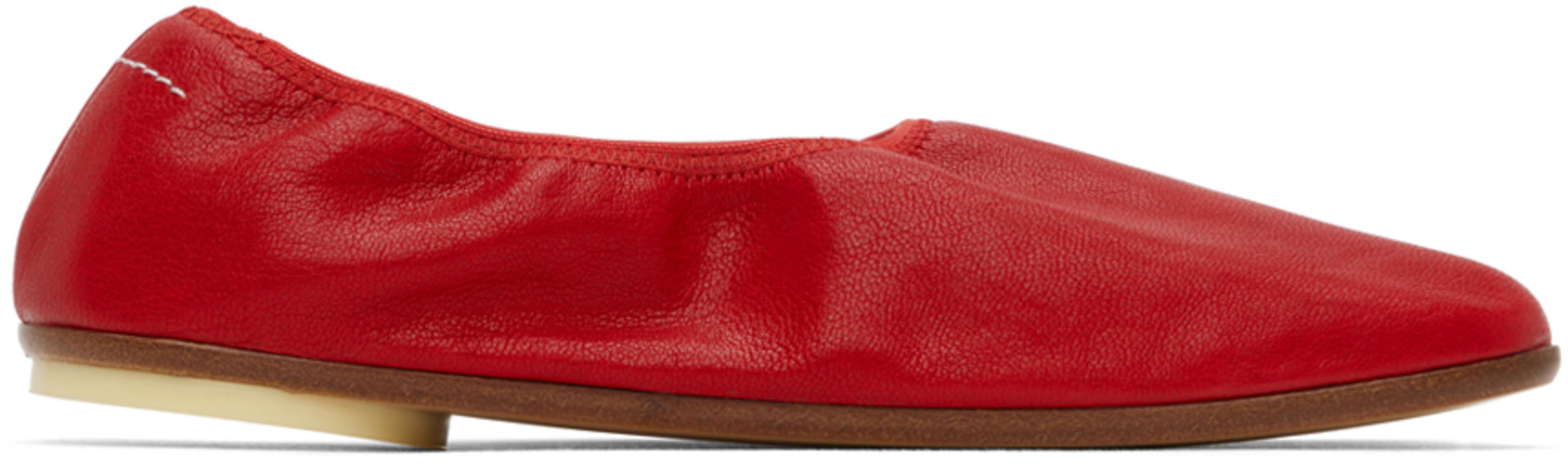 Red Anatomic Ballerina Flats by MM6 MAISON MARGIELA