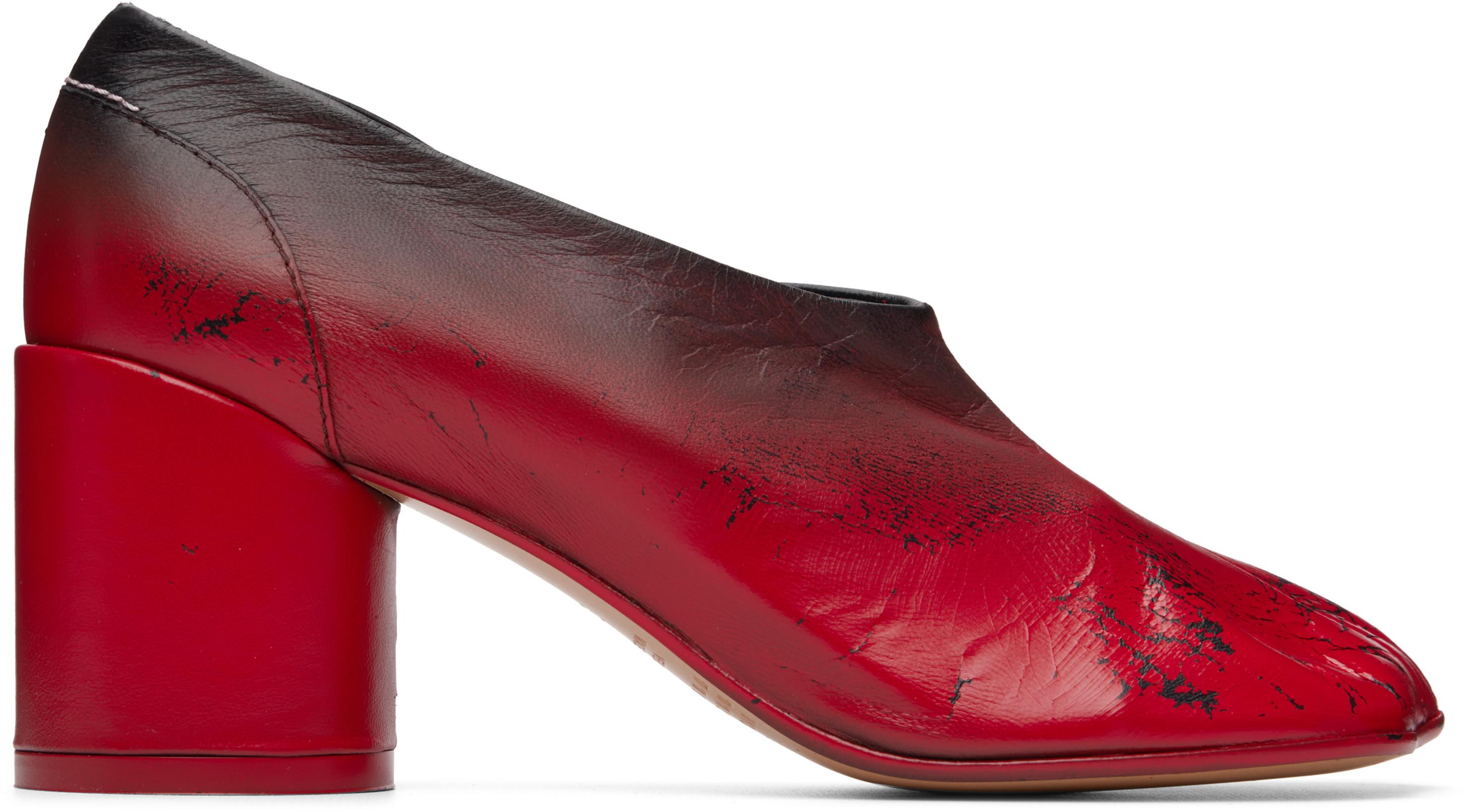 Red Anatomic Block-Heel Heels by MM6 MAISON MARGIELA