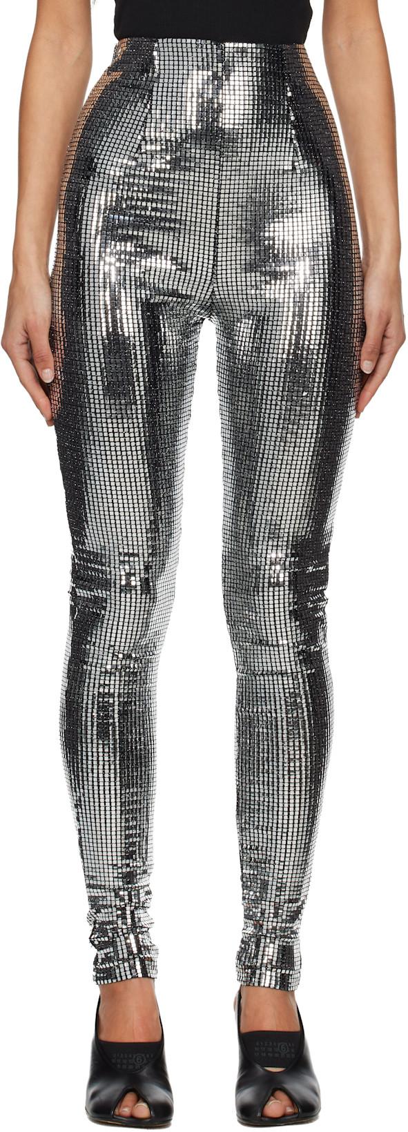 Silver Metallic Leggings by MM6 MAISON MARGIELA