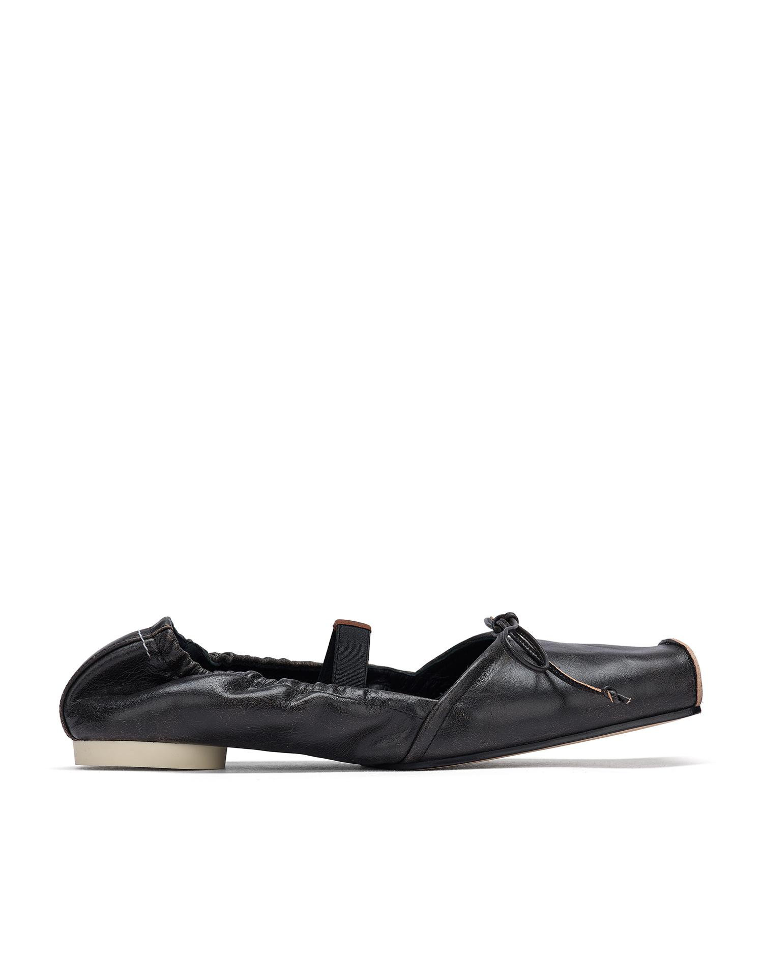 Square-toe leather ballerina shoes by MM6 MAISON MARGIELA