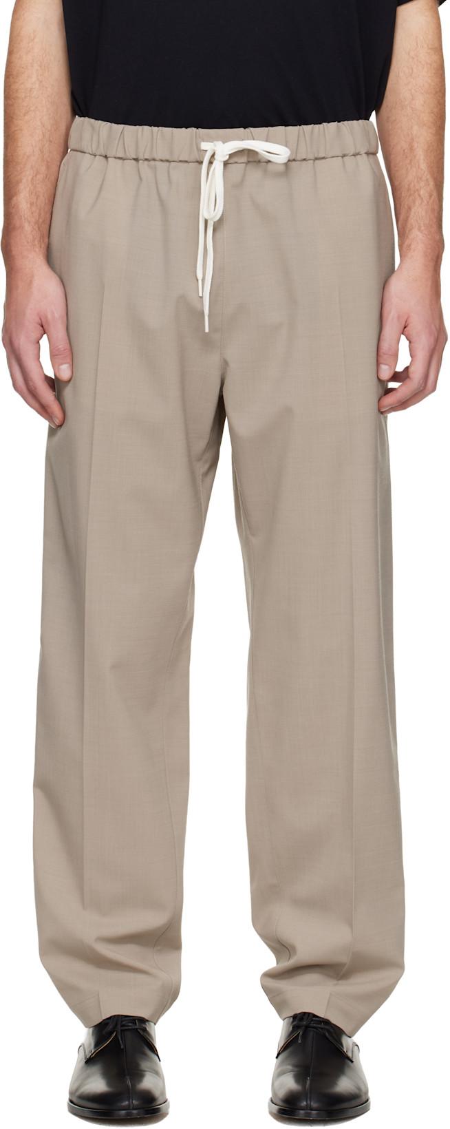 Taupe Drawstring Trousers by MM6 MAISON MARGIELA
