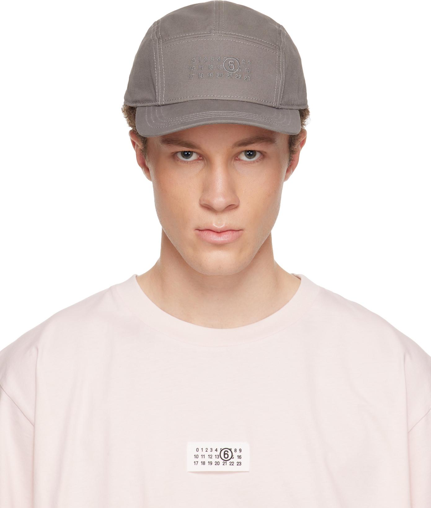 Taupe Embroidered Logo Cap by MM6 MAISON MARGIELA