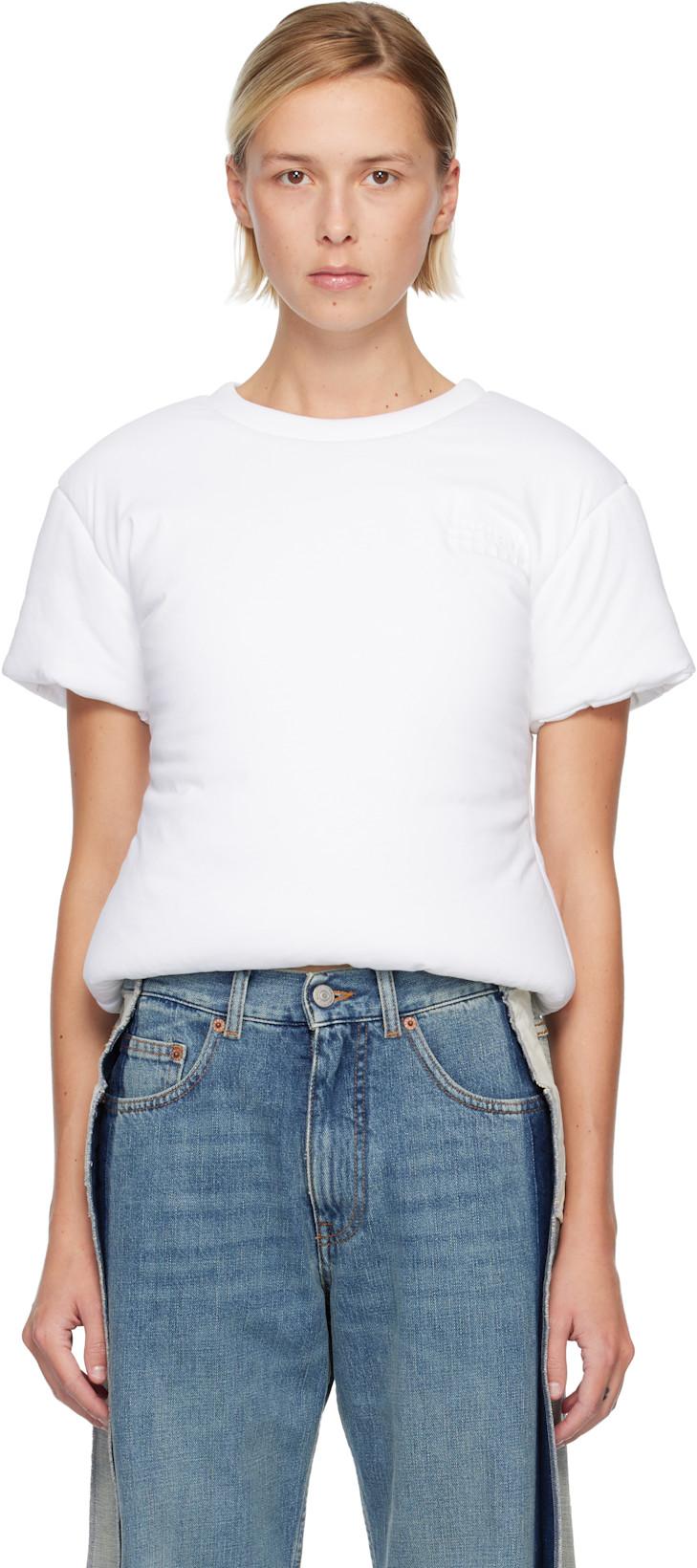 White Padded T-shirt by MM6 MAISON MARGIELA