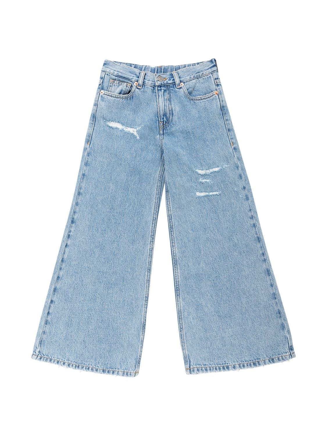 Wide Leg Cotton Denim Jeans by MM6 MAISON MARGIELA