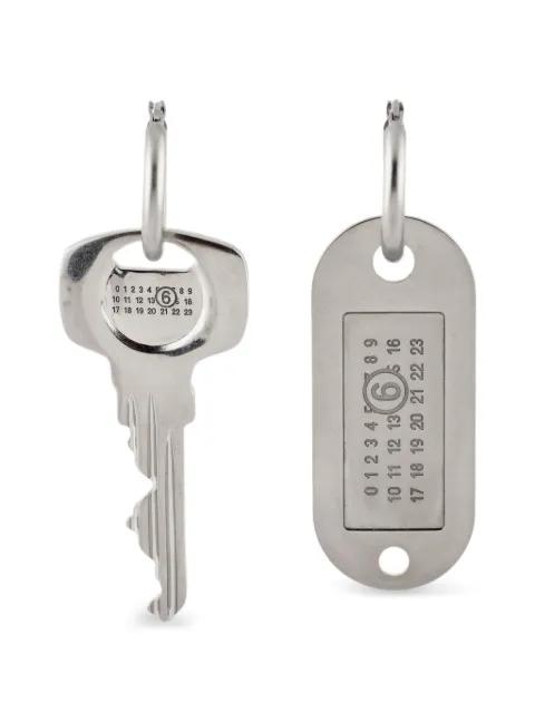 asymmetrical key earrings by MM6 MAISON MARGIELA