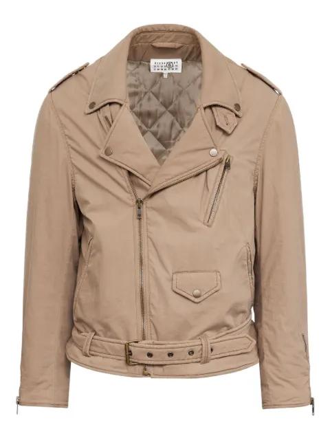 belted zip-up biker jacket by MM6 MAISON MARGIELA