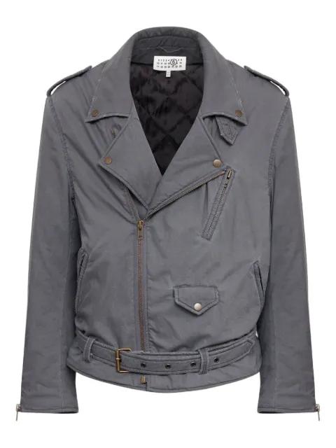 belted zip-up biker jacket by MM6 MAISON MARGIELA