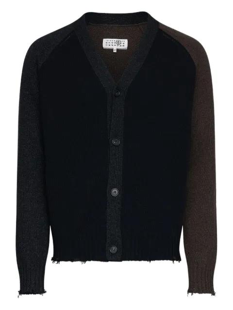 color-block distressed cardigan by MM6 MAISON MARGIELA