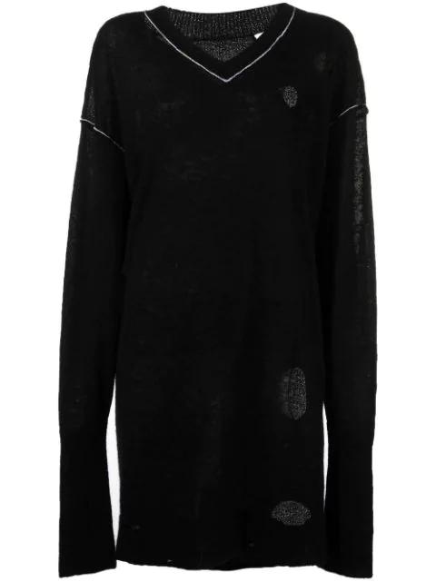distressed V-neck jumper by MM6 MAISON MARGIELA