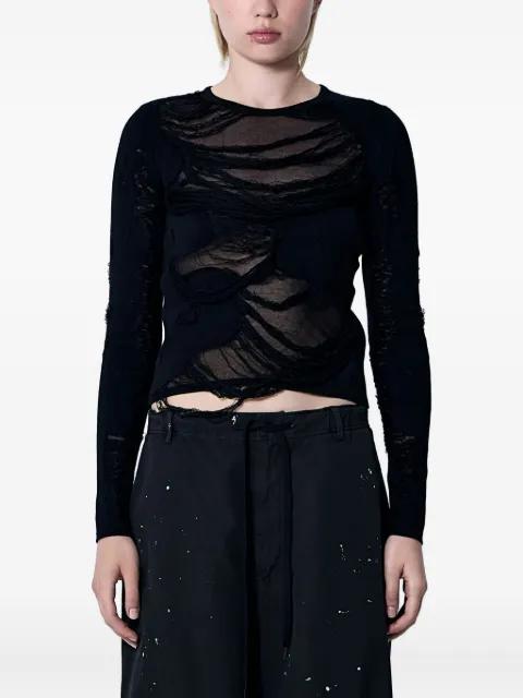 distressed crew-neck sweater by MM6 MAISON MARGIELA