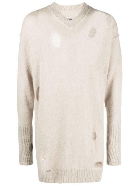 distressed-effect knitted jumper by MM6 MAISON MARGIELA