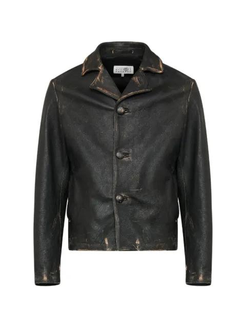 distressed leather jacket by MM6 MAISON MARGIELA
