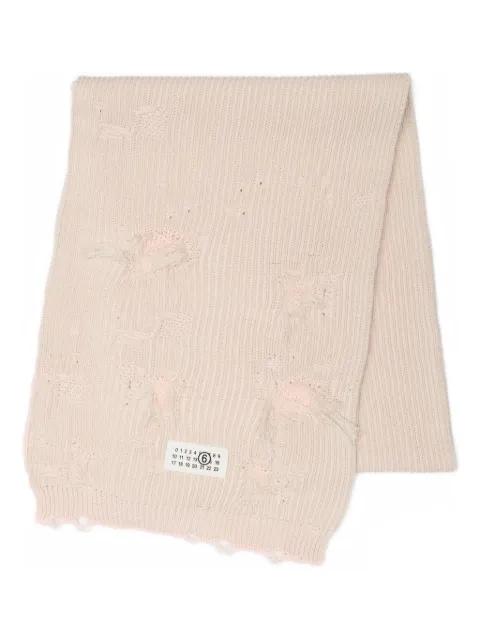 distressed logo-patch scarf by MM6 MAISON MARGIELA