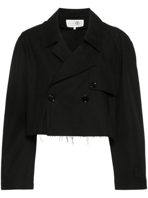 double-breasted cotton cropped jacket by MM6 MAISON MARGIELA