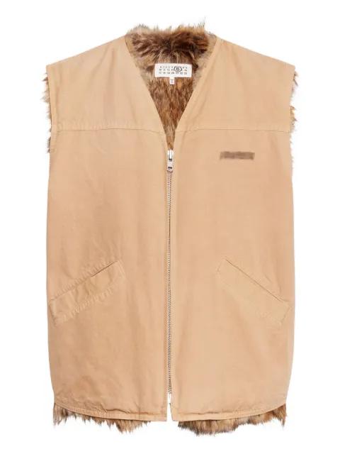 faux fur-trimmed sleeveless vest by MM6 MAISON MARGIELA