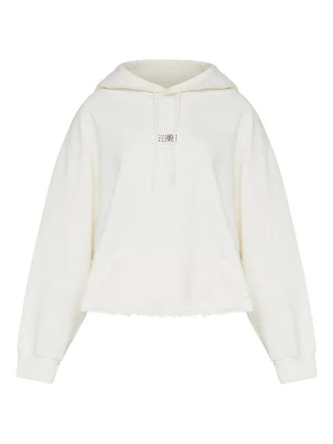 frayed-hem logo hoodie by MM6 MAISON MARGIELA