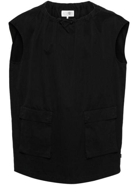 gathered-neck cotton dress by MM6 MAISON MARGIELA