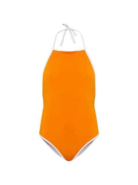 halterneck contrast-trim swimsuit by MM6 MAISON MARGIELA