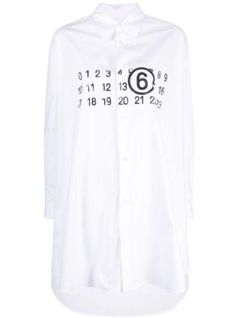 logo-print cotton shirtdress by MM6 MAISON MARGIELA