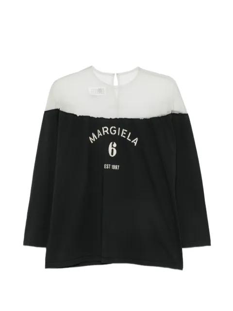 logo-print sheer-panel T-shirt by MM6 MAISON MARGIELA