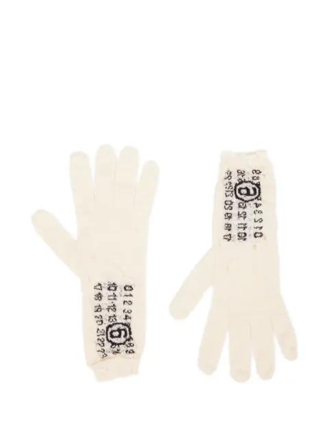 numbers-motif knitted gloves by MM6 MAISON MARGIELA