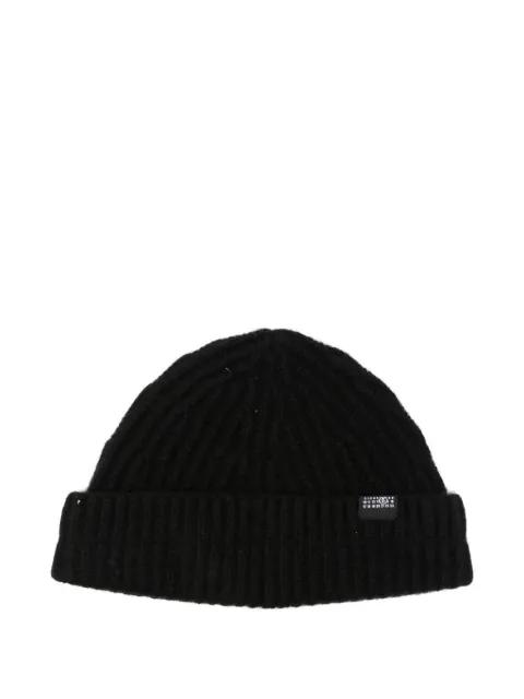 ribbed-knit logo-patch beanie hat by MM6 MAISON MARGIELA