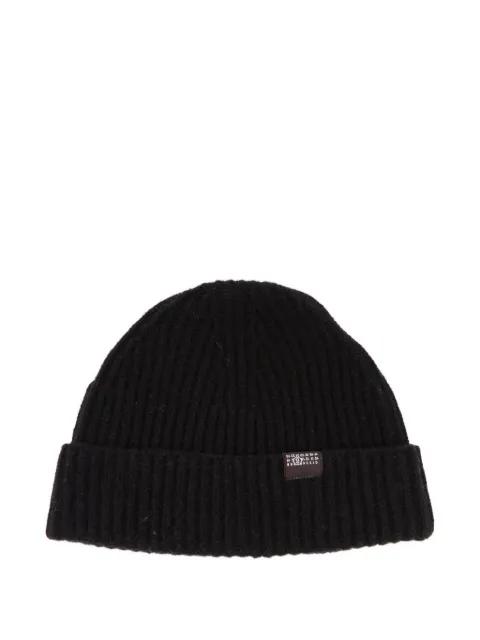 ribbed logo-patch beanie by MM6 MAISON MARGIELA