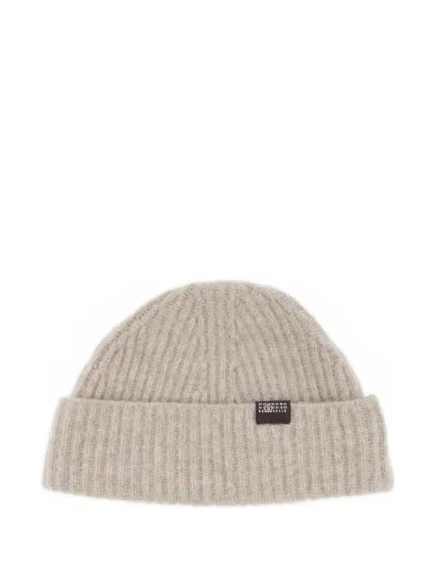 ribbed logo-patch beanie by MM6 MAISON MARGIELA