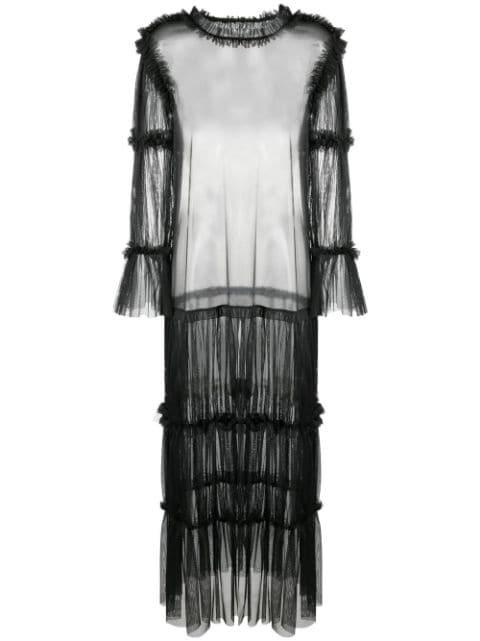 sheer long-length ruffle-trim blouse by MM6 MAISON MARGIELA
