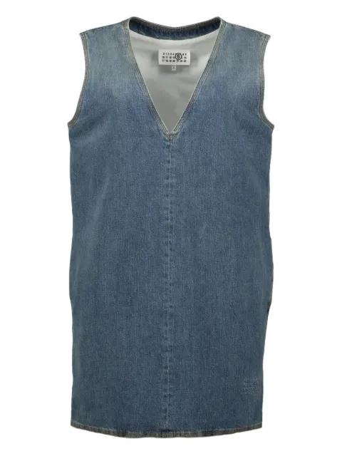 v-neck denim mini dress by MM6 MAISON MARGIELA