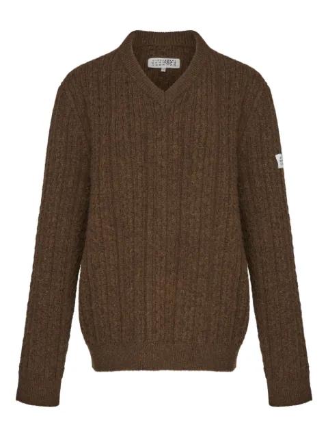 v-neck ribbed sweater by MM6 MAISON MARGIELA