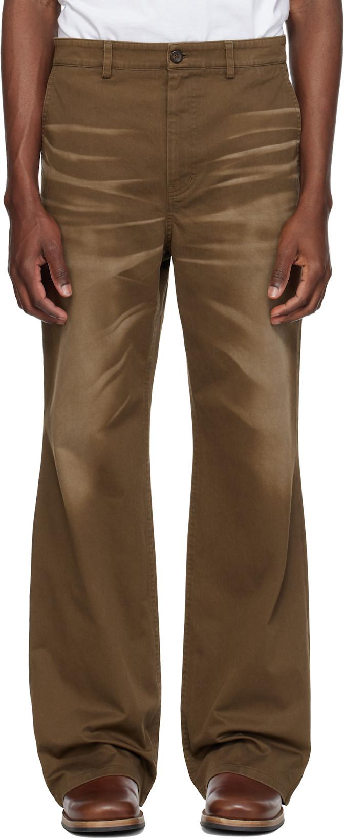 Brown Blues Flare Chino Trousers by MMIC