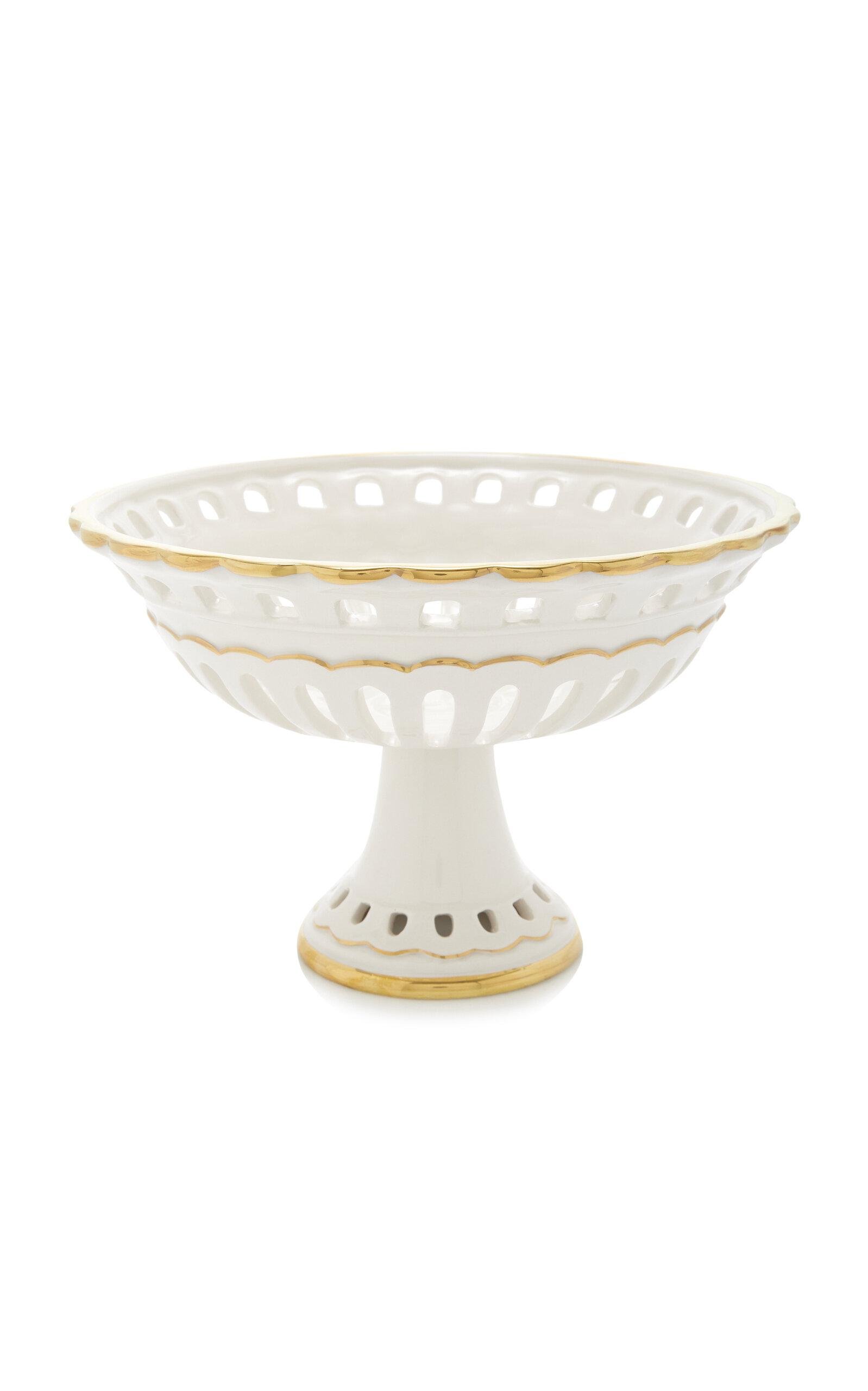 Moda Domus - Balconata Creamware Footted Bowl - Gold - Moda Operandi by MODA DOMUS
