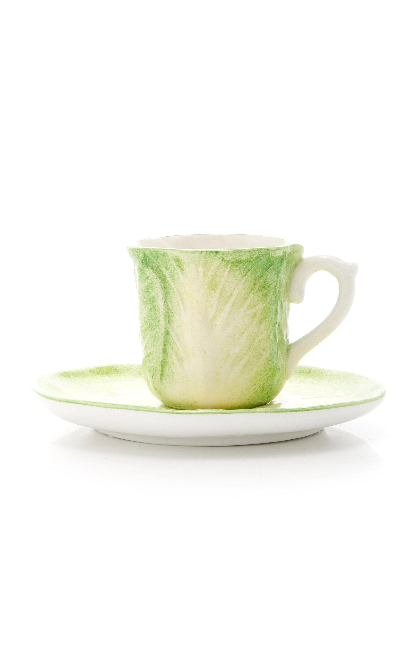 Moda Domus - Cabbage Ceramic Coffee Cup and Saucer - Green - Moda Operandi by MODA DOMUS