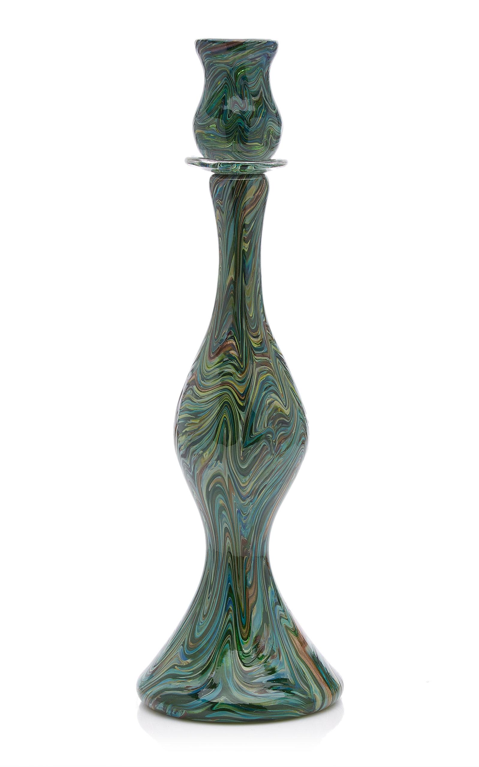 Moda Domus - Calcedonio Glass Candlestick - Green - Moda Operandi by MODA DOMUS