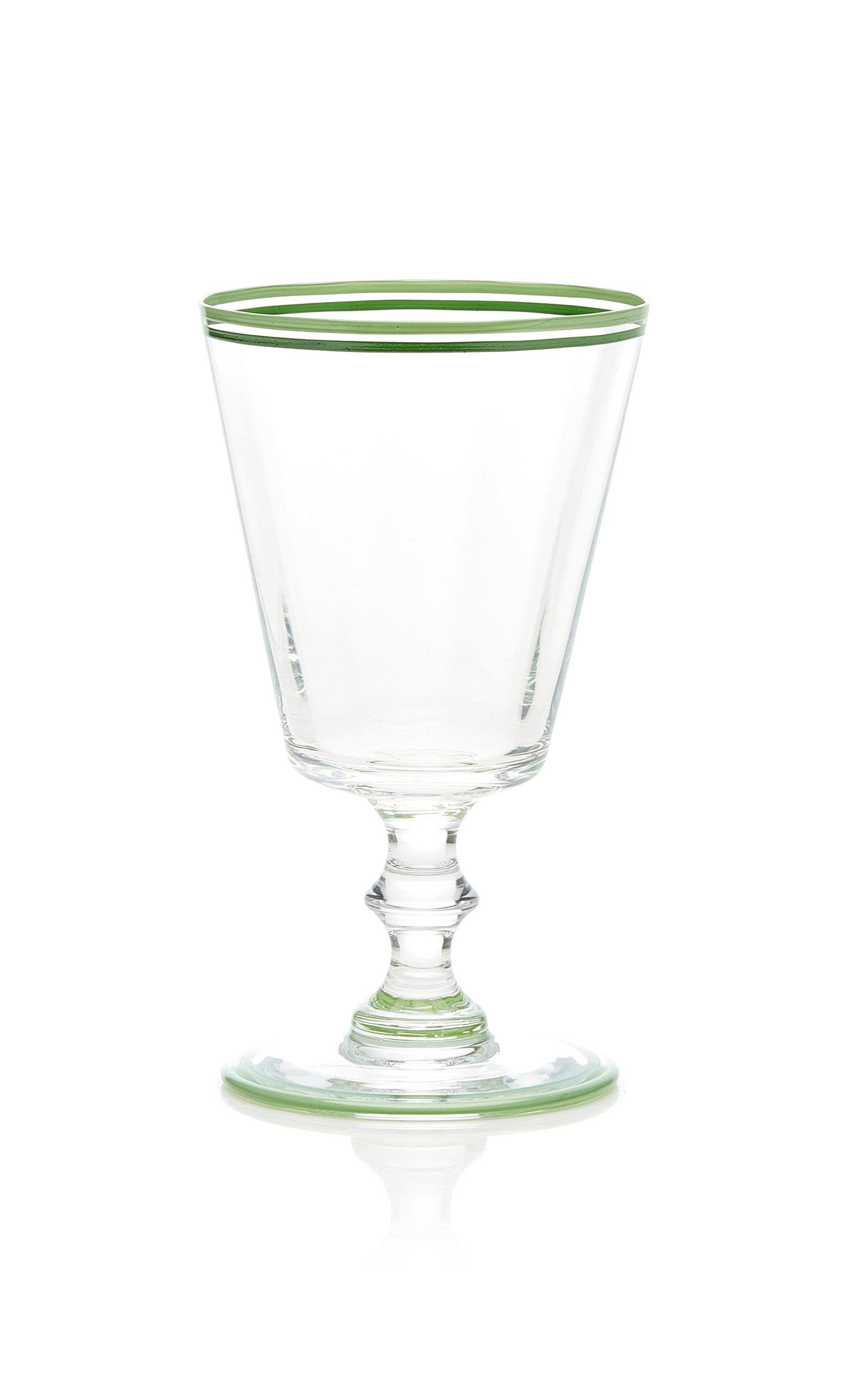 Moda Domus - Hand-Painted Double Rim Wine Glass - Green - Moda Operandi by MODA DOMUS
