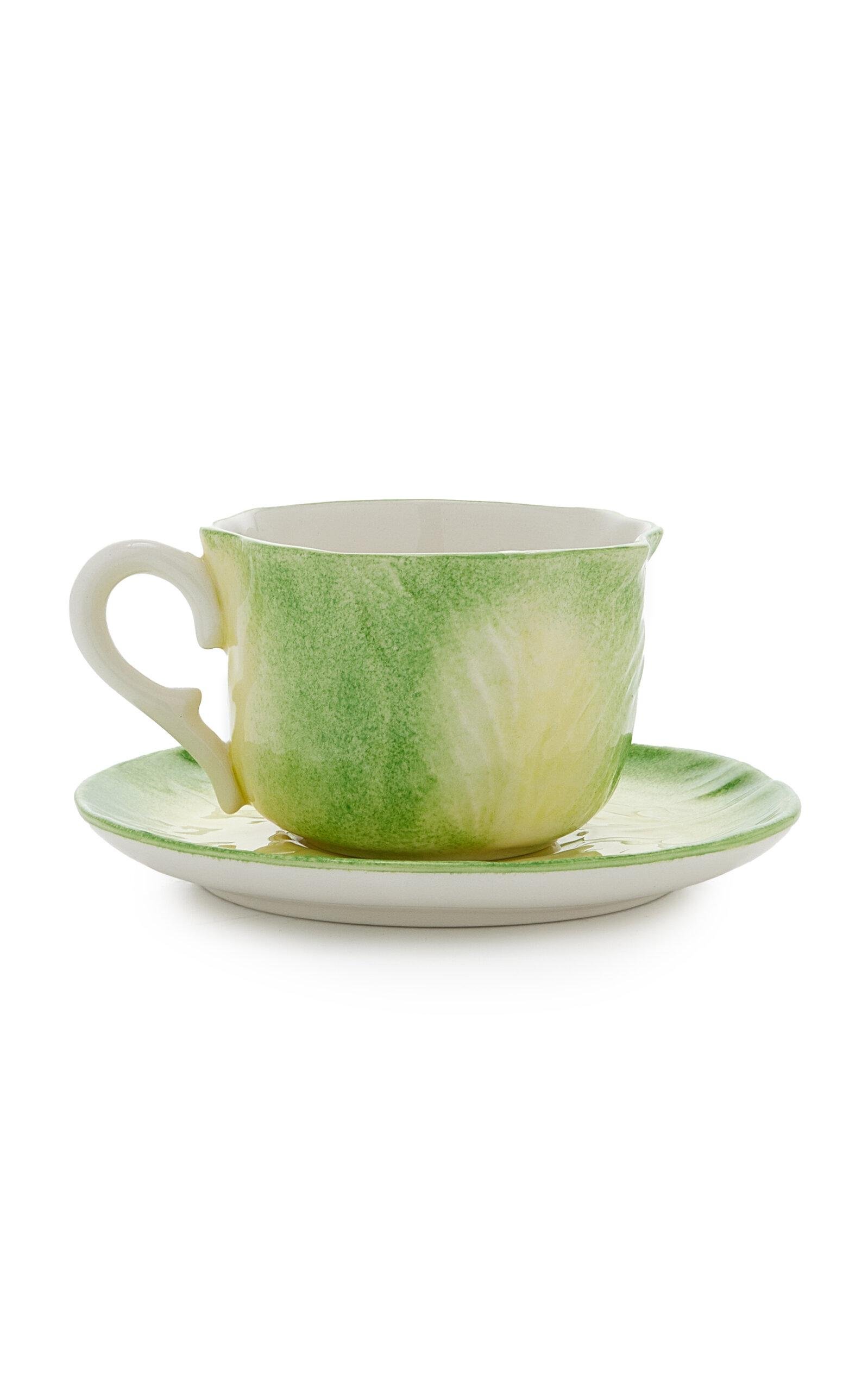 Moda Domus - Handcrafted Ceramic Cabbage Tea Cup and Saucer - Green - Moda Operandi by MODA DOMUS