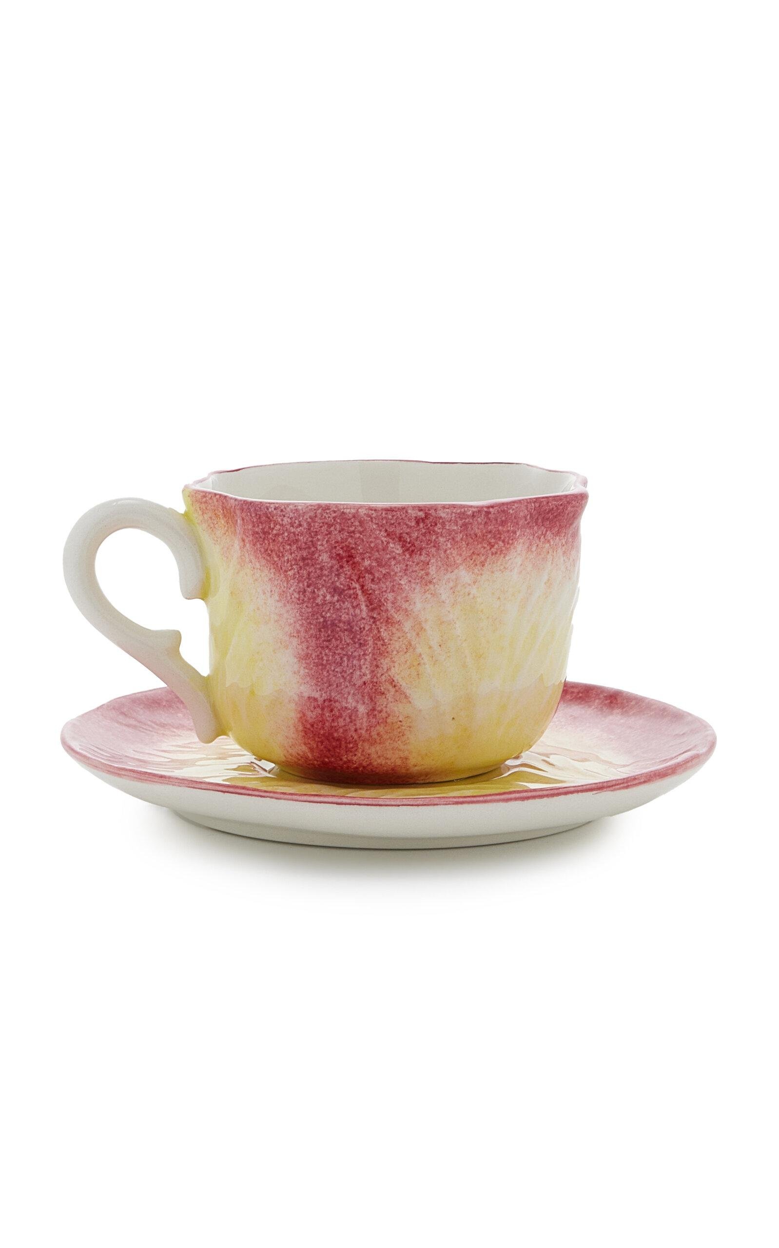 Moda Domus - Handcrafted Ceramic Cabbage Tea Cup and Saucer - Pink - Moda Operandi by MODA DOMUS