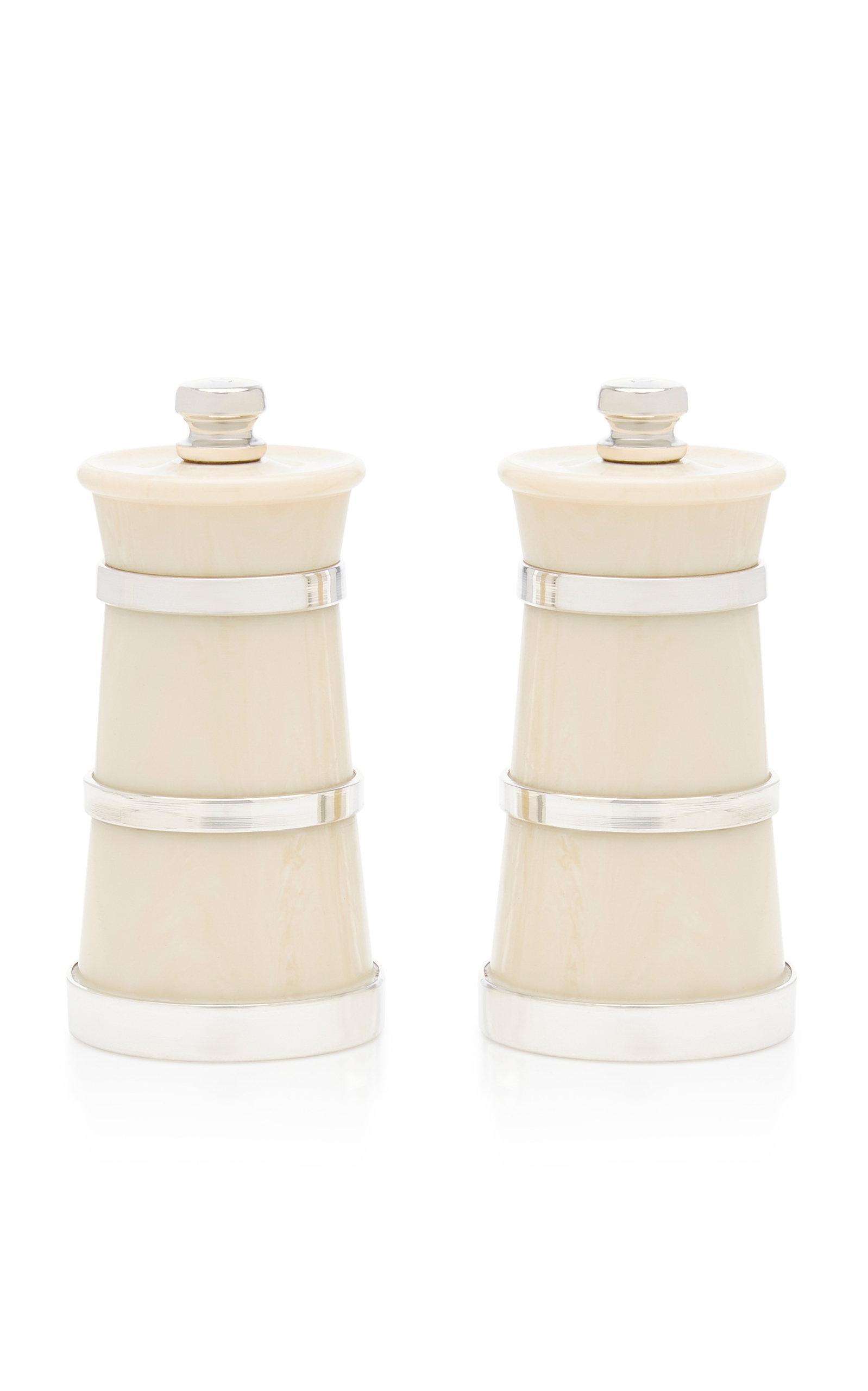Moda Domus - Ivory Silver Salt and Pepper Grinder Set - Ivory - Moda Operandi by MODA DOMUS