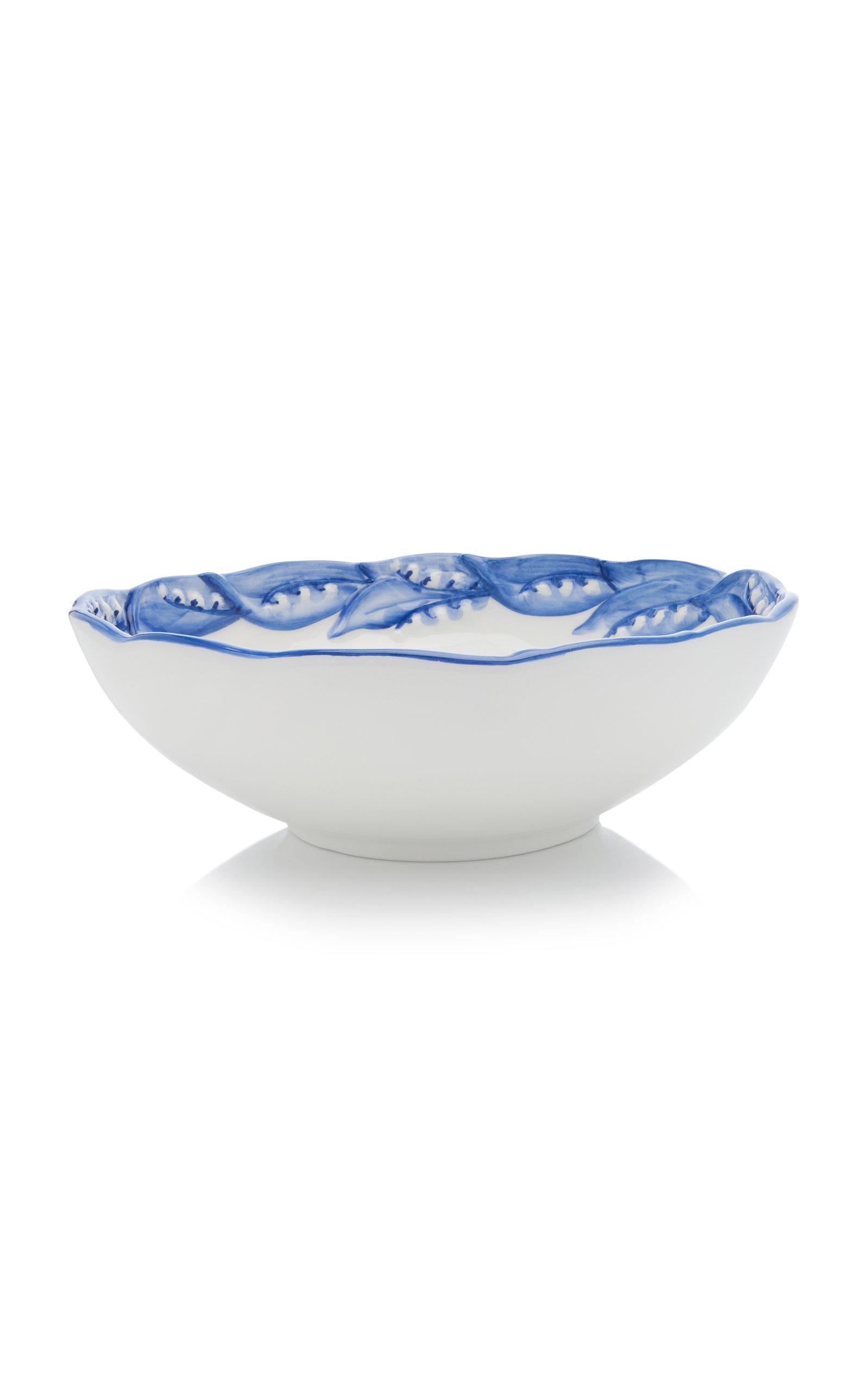 Moda Domus - Lily Of The Valley Ceramic Serving Bowl - Blue - Moda Operandi by MODA DOMUS