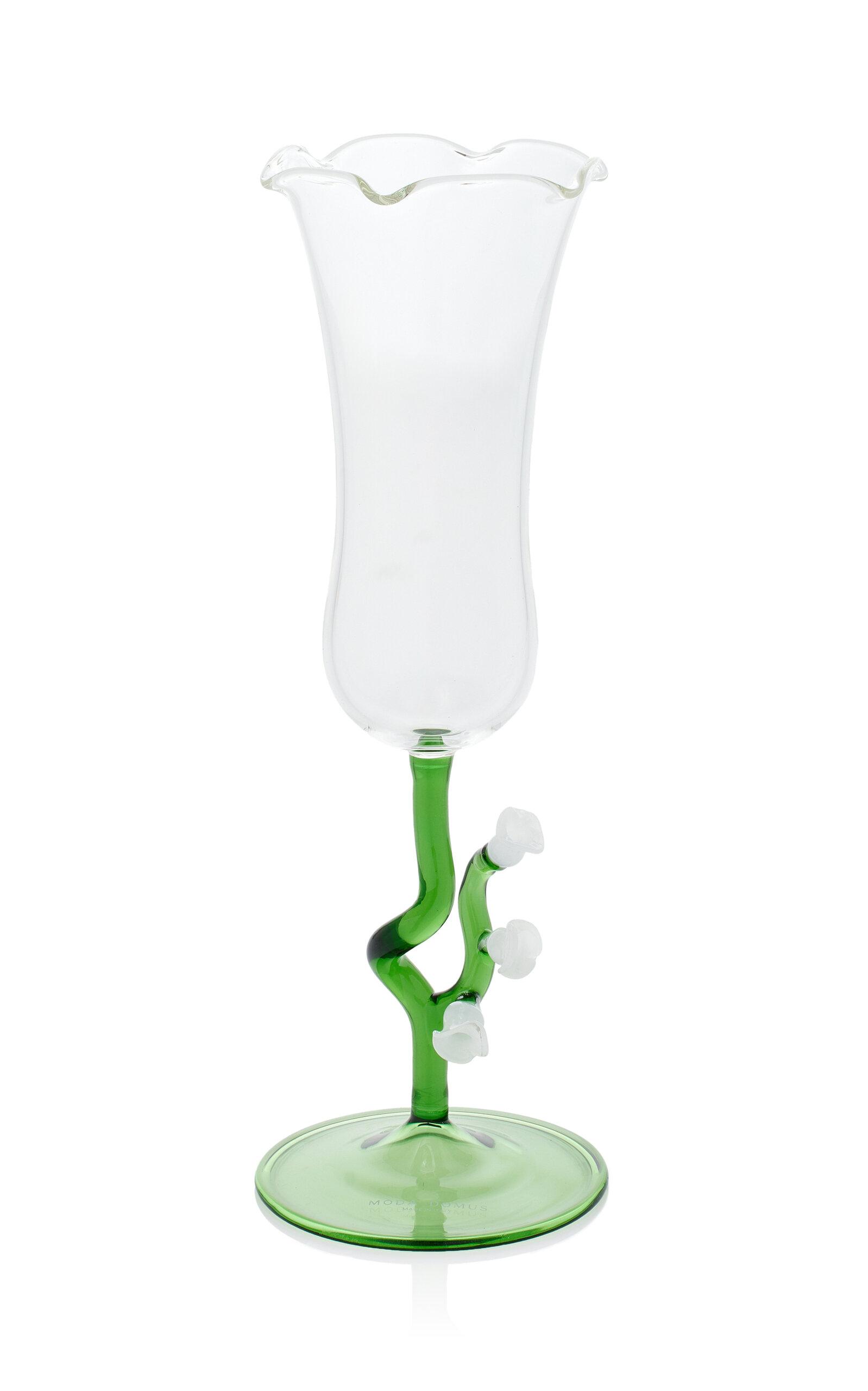Moda Domus - Lily of the Valley Fluted Champagne Glass - Green - Moda Operandi by MODA DOMUS