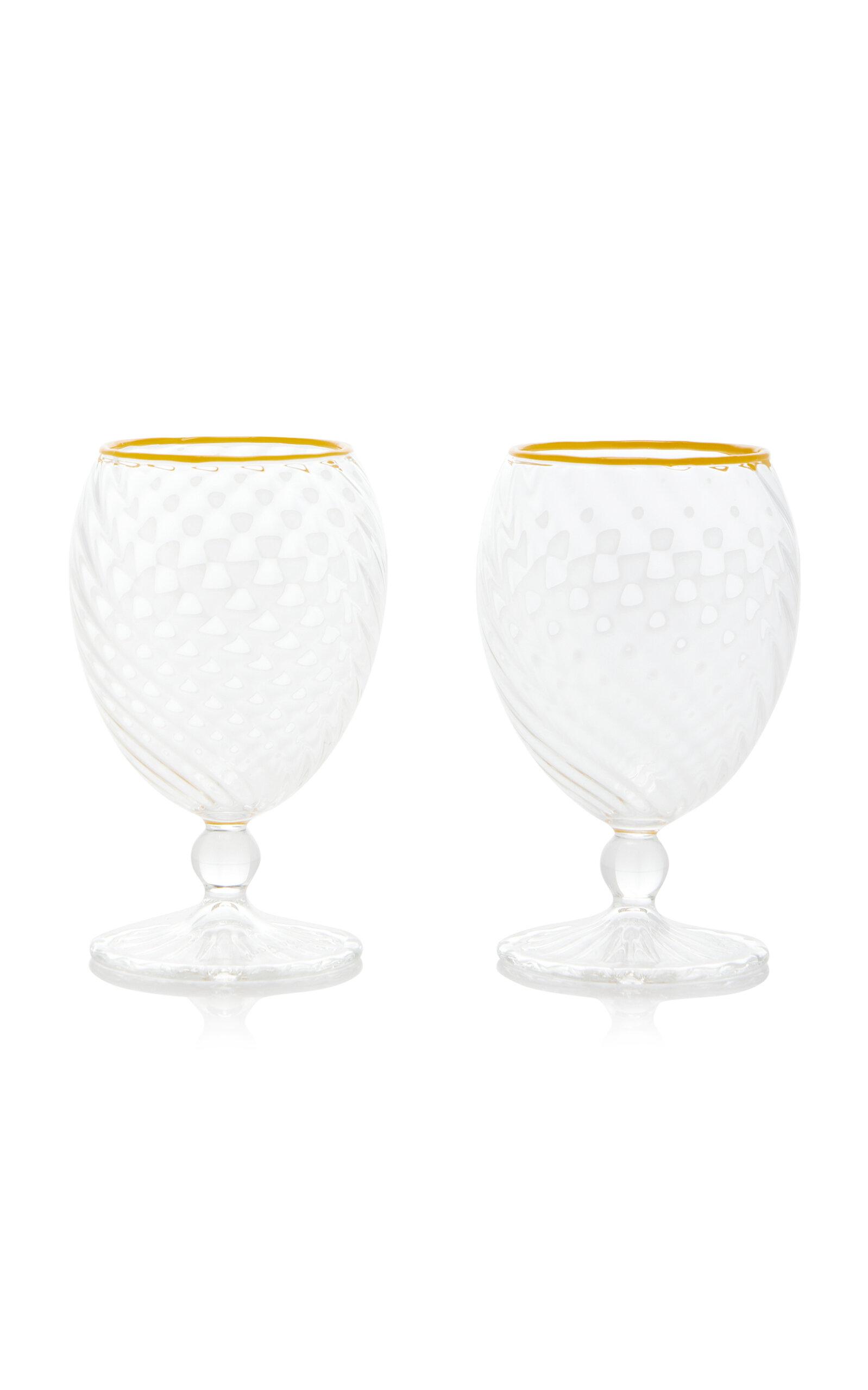 Moda Domus - Nucleo Set-of-Two Wine Glasses - Yellow - Moda Operandi by MODA DOMUS