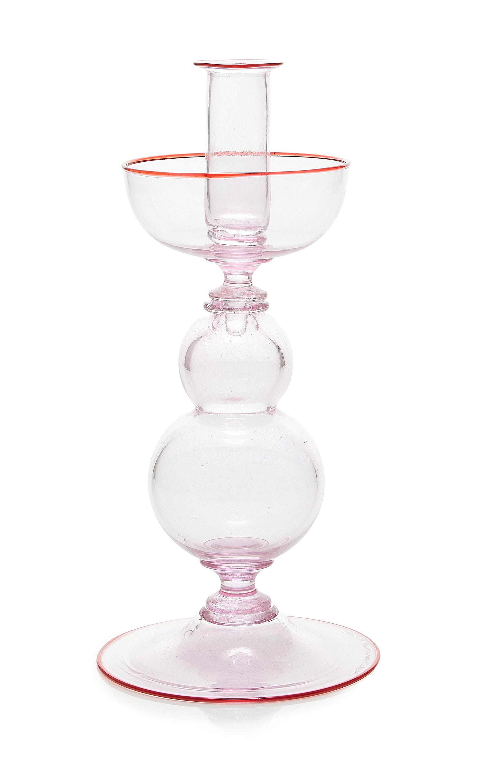 Moda Domus - Riviera Short Glass Candle Holder - Pink - Moda Operandi by MODA DOMUS
