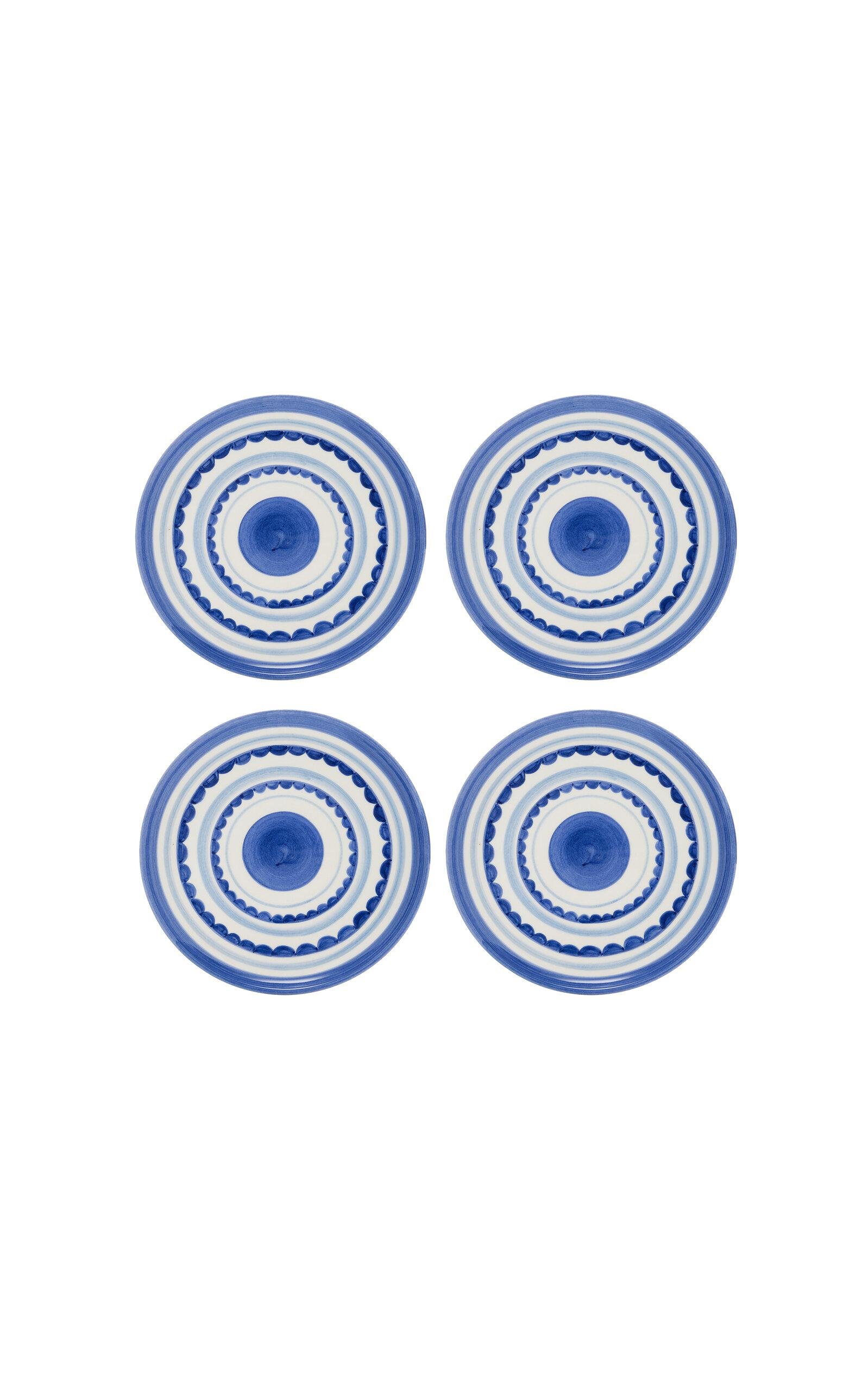 Moda Domus - Set-Of-Four Amalfi Coast Ceramic Dessert Plates - Blue - Moda Operandi by MODA DOMUS