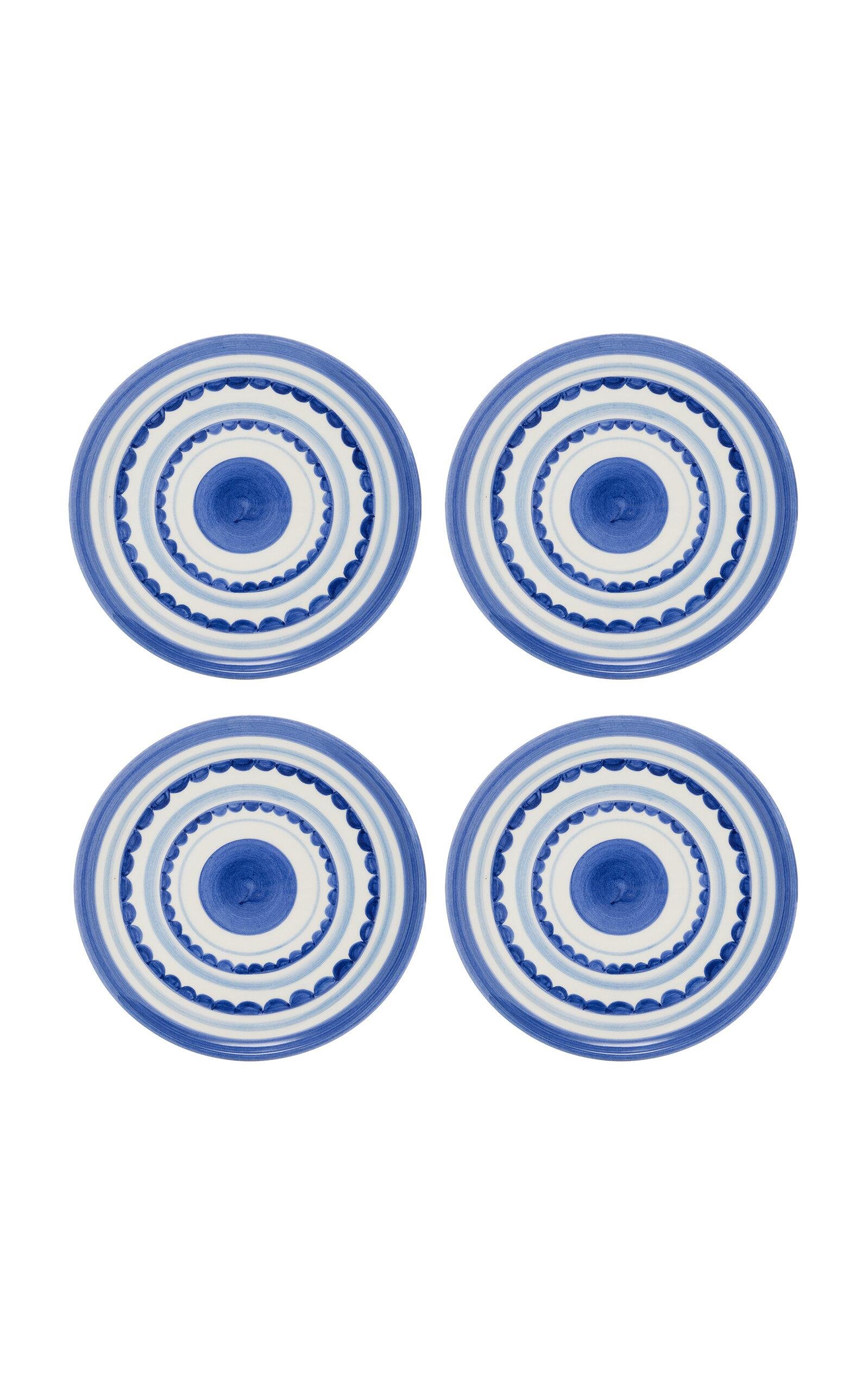 Moda Domus - Set-Of-Four Amalfi Coast Ceramic Dinner Plates - Blue - Moda Operandi by MODA DOMUS