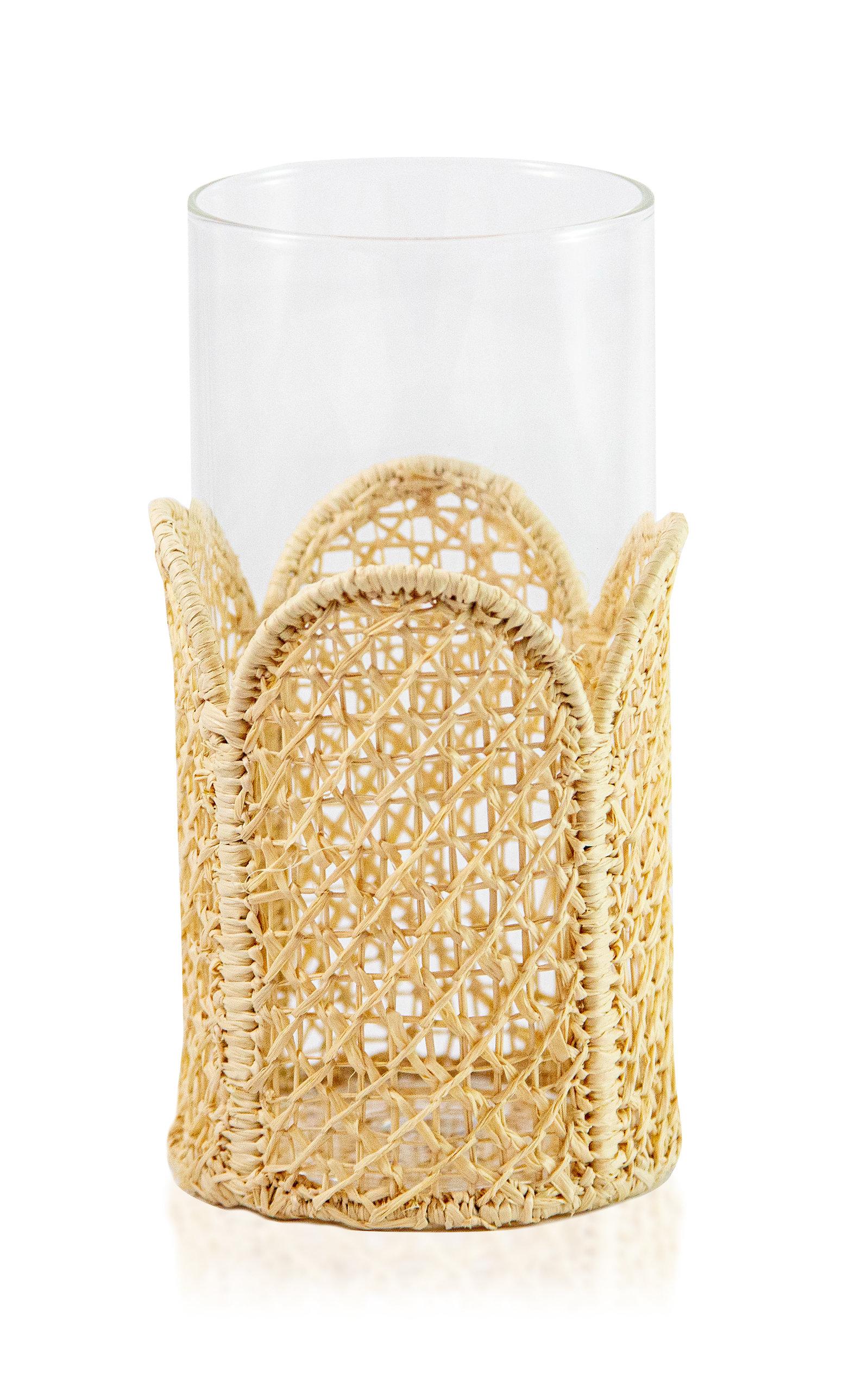 Moda Domus - Set-Of-Four Wicker-Lined Tall Glasses - Neutral - Moda Operandi by MODA DOMUS
