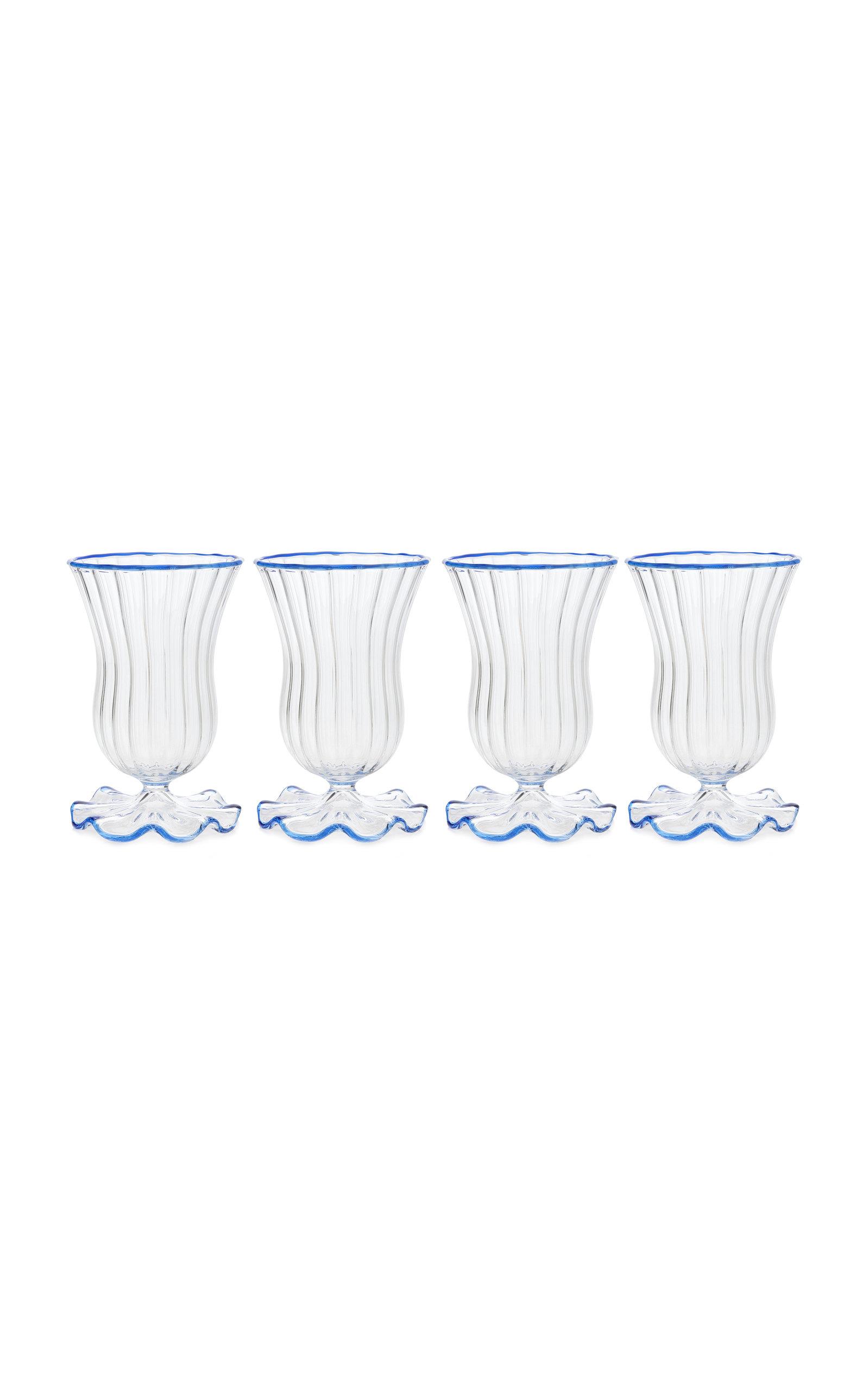 Moda Domus - Set-Of-Four Wine Glasses - Blue - Moda Operandi by MODA DOMUS