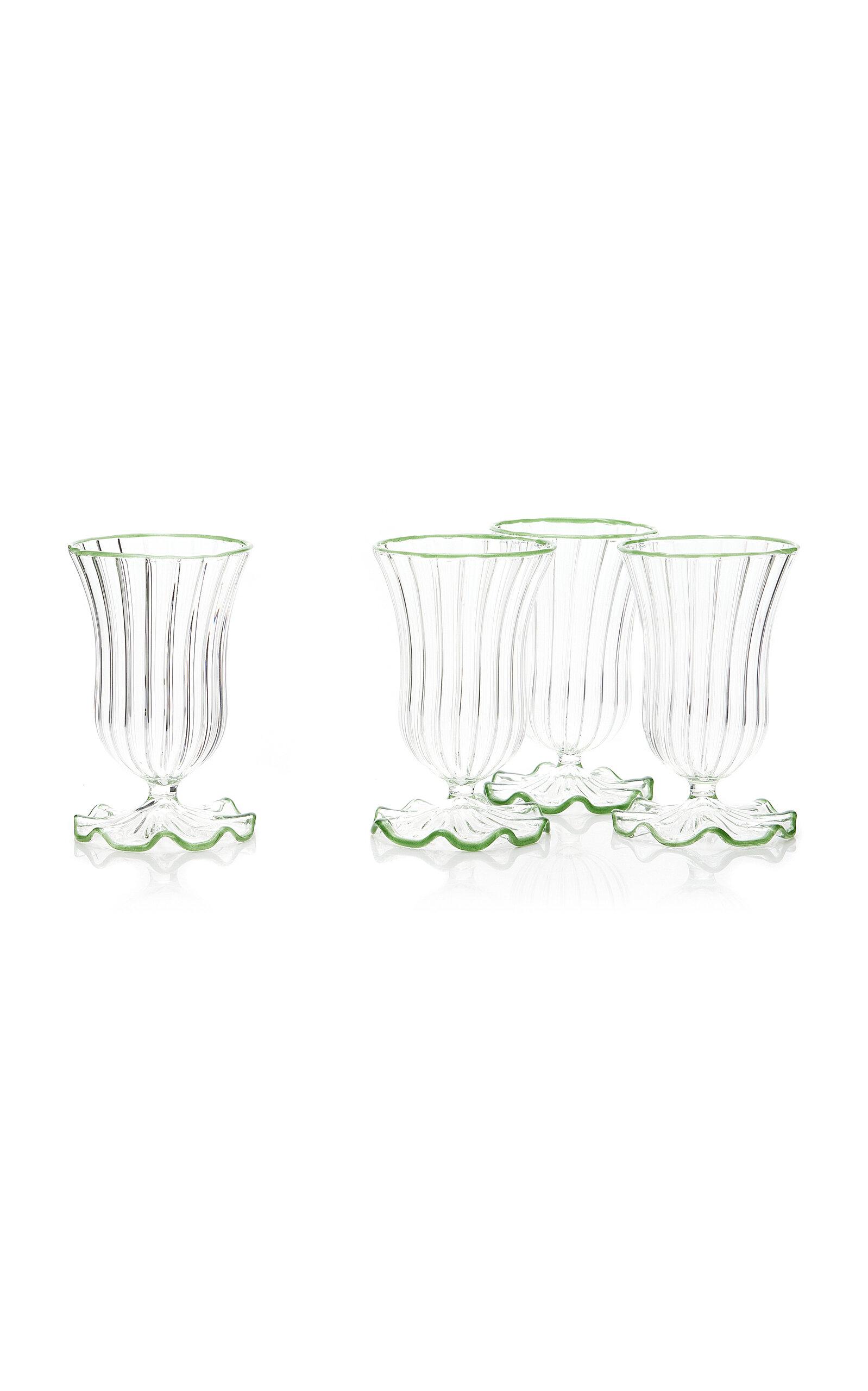 Moda Domus - Set-Of-Four Wine Glasses - Green - Moda Operandi by MODA DOMUS