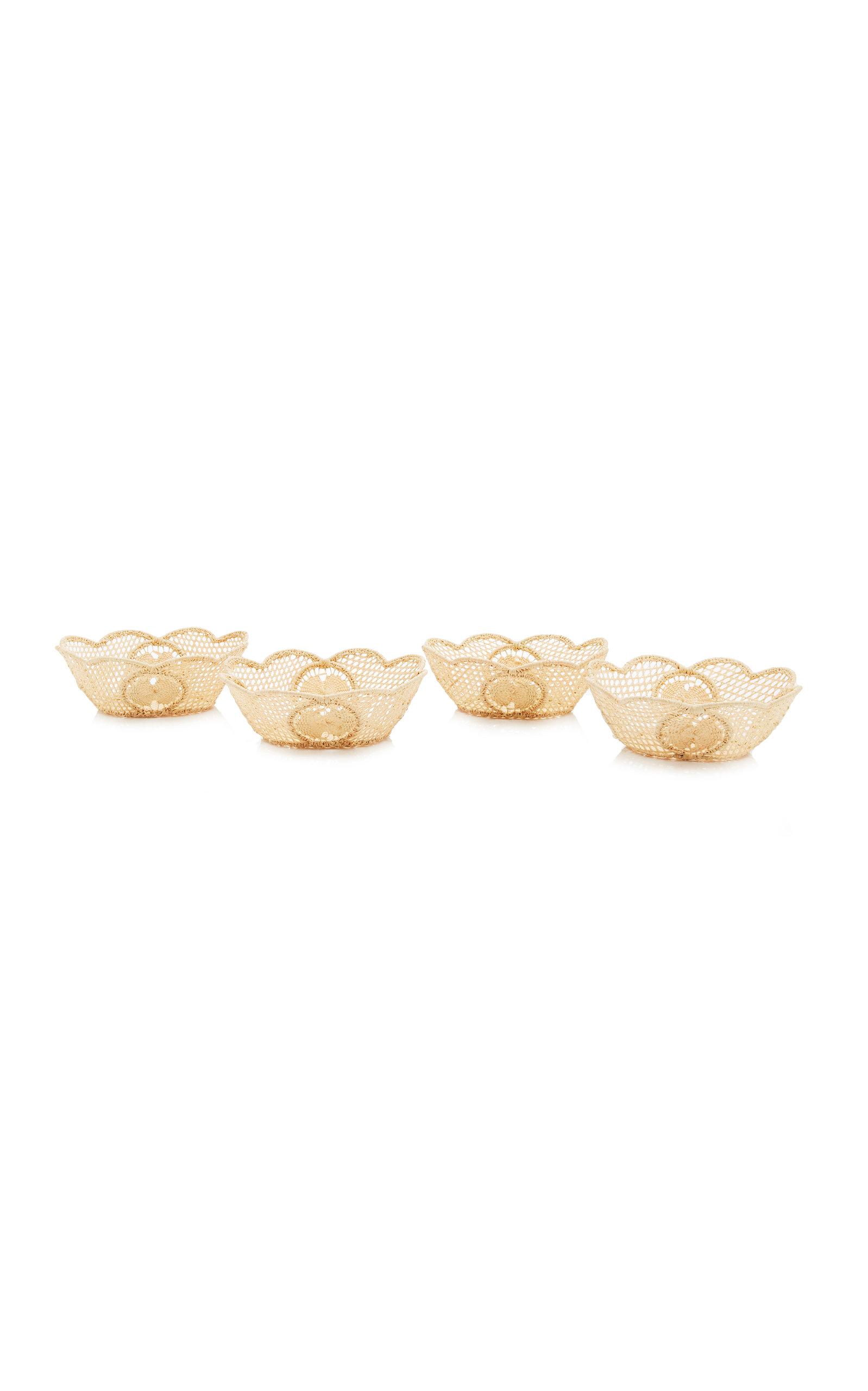 Moda Domus - Set-of-4 Small Oval Wicker Bowls - Neutral - Moda Operandi by MODA DOMUS